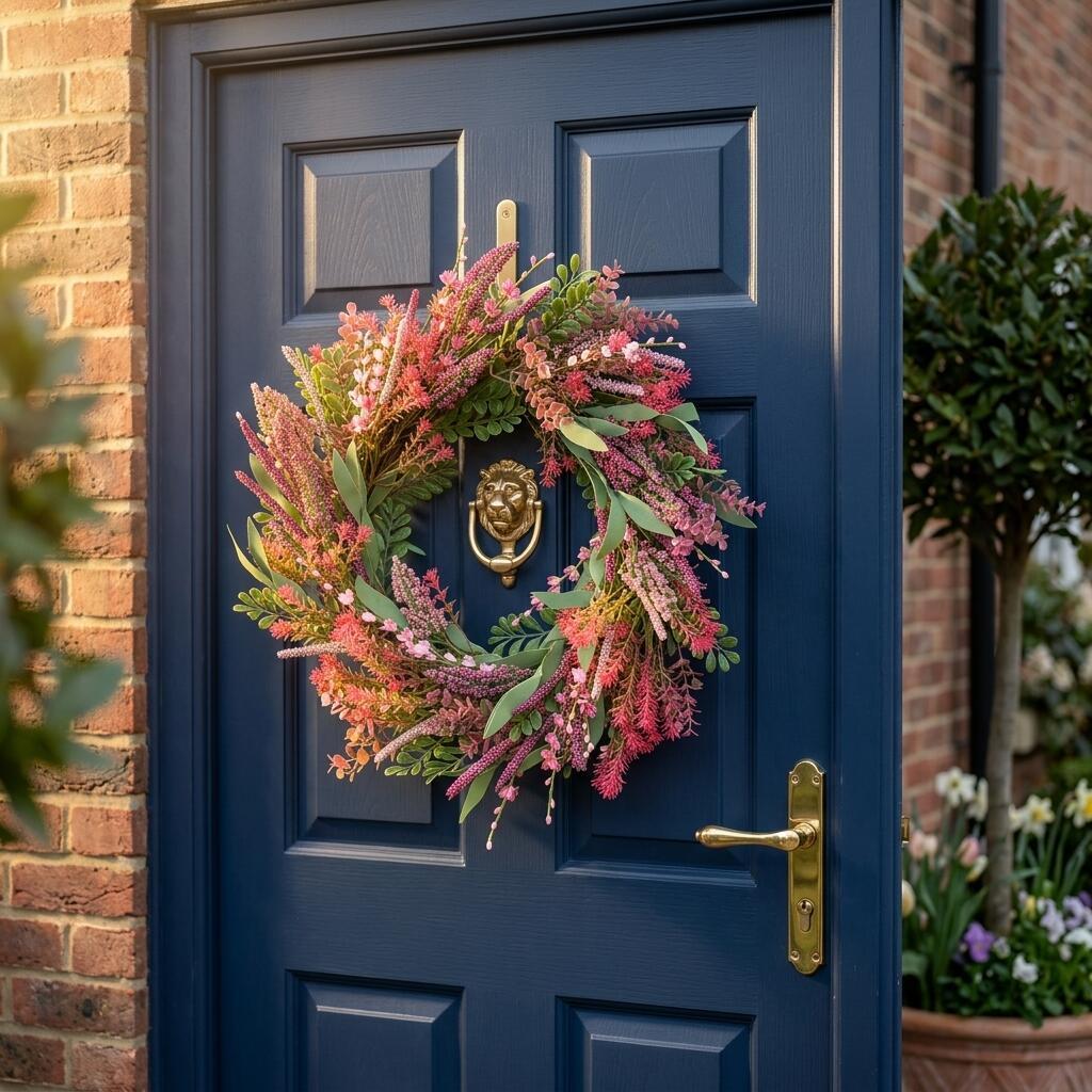 Wholesale 18" Artificial Pink Heather & Astilbe Wreath
