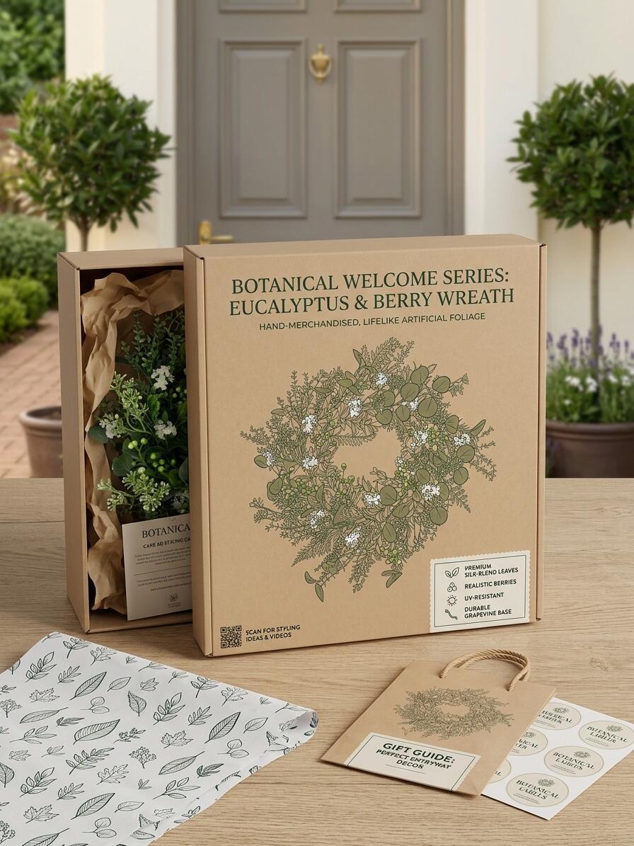 Wholesale 18" Artificial Eucalyptus & Boxwood Greenery Wreath