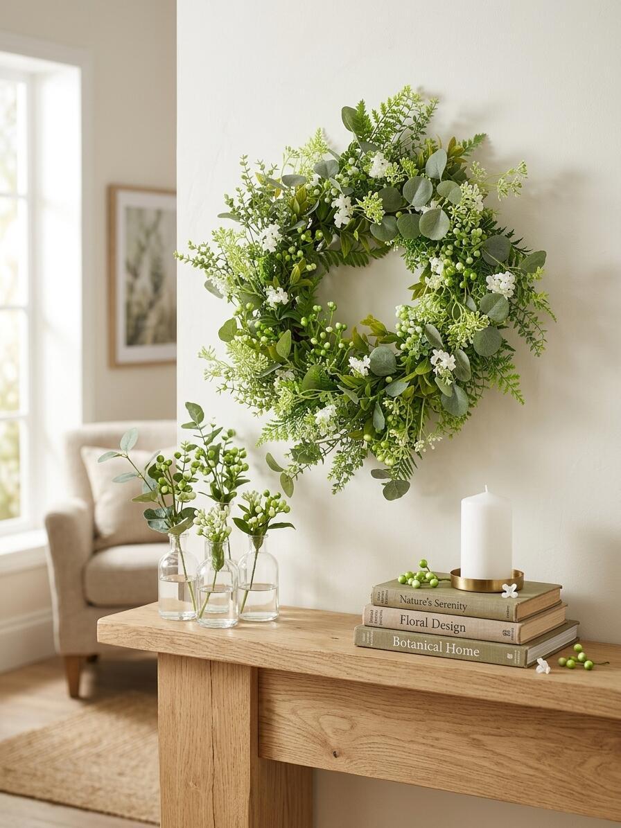 Wholesale 18" Artificial Eucalyptus & Boxwood Greenery Wreath