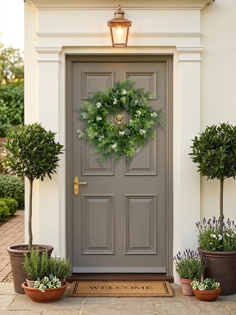 Wholesale 18" Artificial Eucalyptus & Boxwood Greenery Wreath
