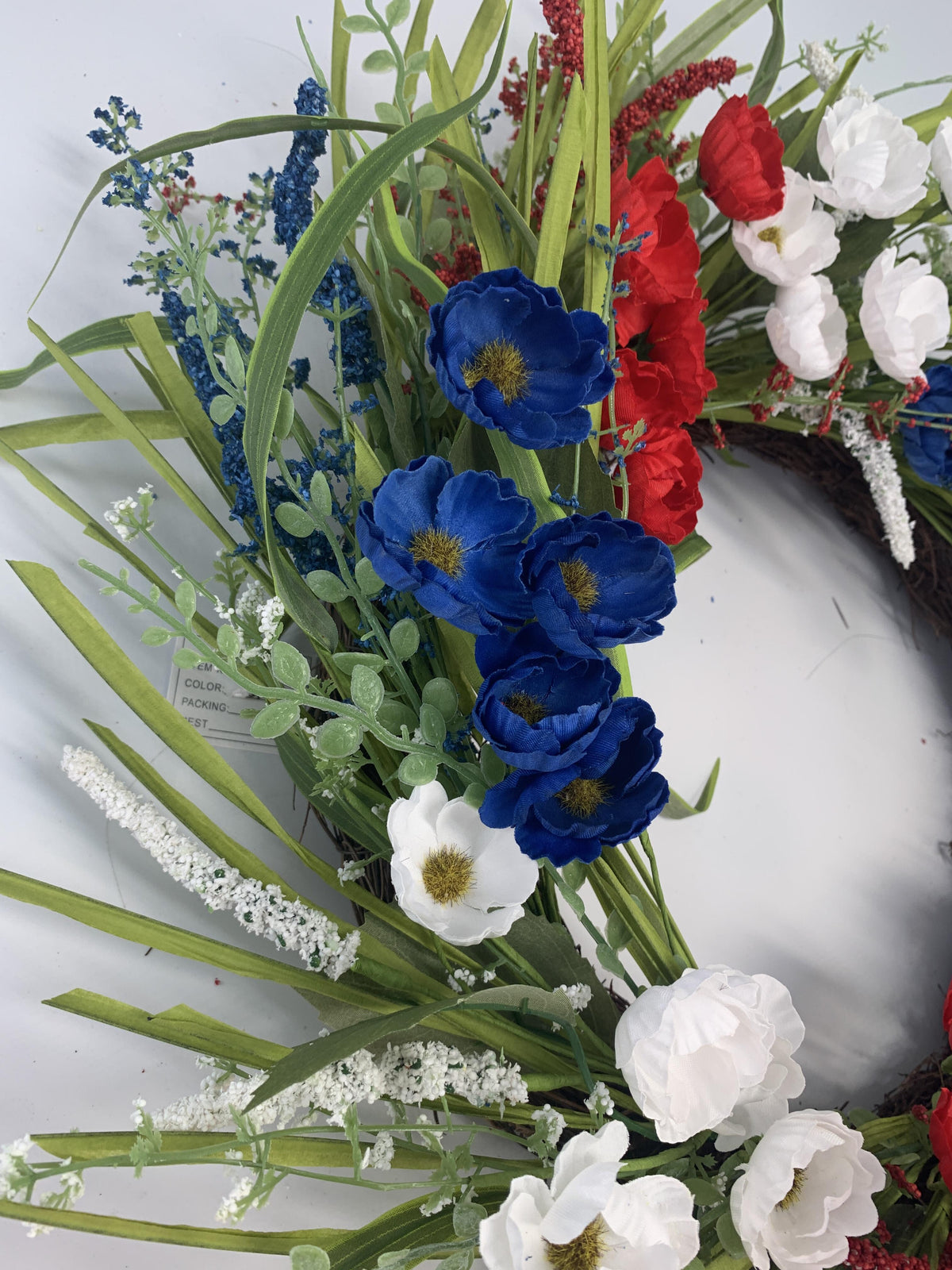 18" Artificial Patriotic Red, White, and Blue Floral Wreath