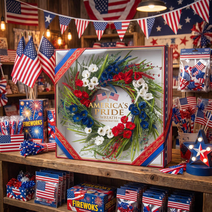 18" Artificial Patriotic Red, White, and Blue Floral Wreath
