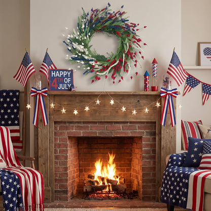 18" Artificial Patriotic Red, White, and Blue Bud & Berry Wreath