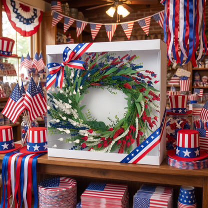 18" Artificial Patriotic Red, White, and Blue Bud & Berry Wreath