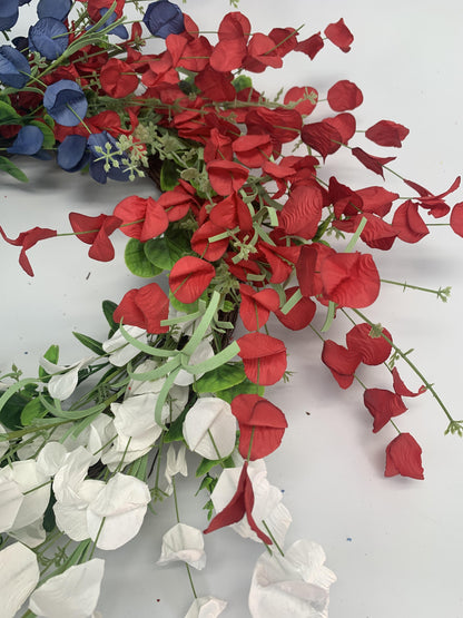 18" Artificial Patriotic Red, White, and Blue Eucalyptus Leaf Wreath