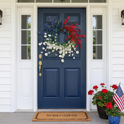 18" Artificial Patriotic Red, White, and Blue Eucalyptus Leaf Wreath