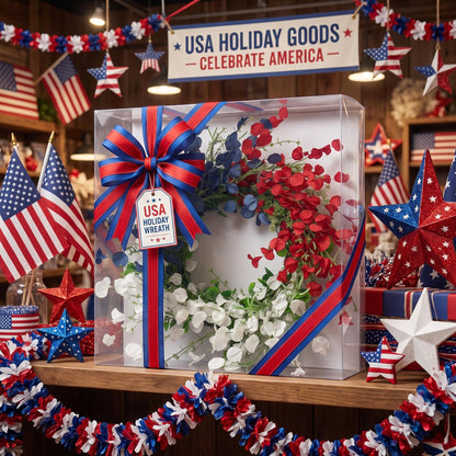 18" Artificial Patriotic Red, White, and Blue Eucalyptus Leaf Wreath