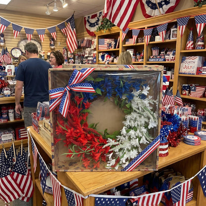 18" Artificial Patriotic Red, White, and Blue Lily & Summer Wreath