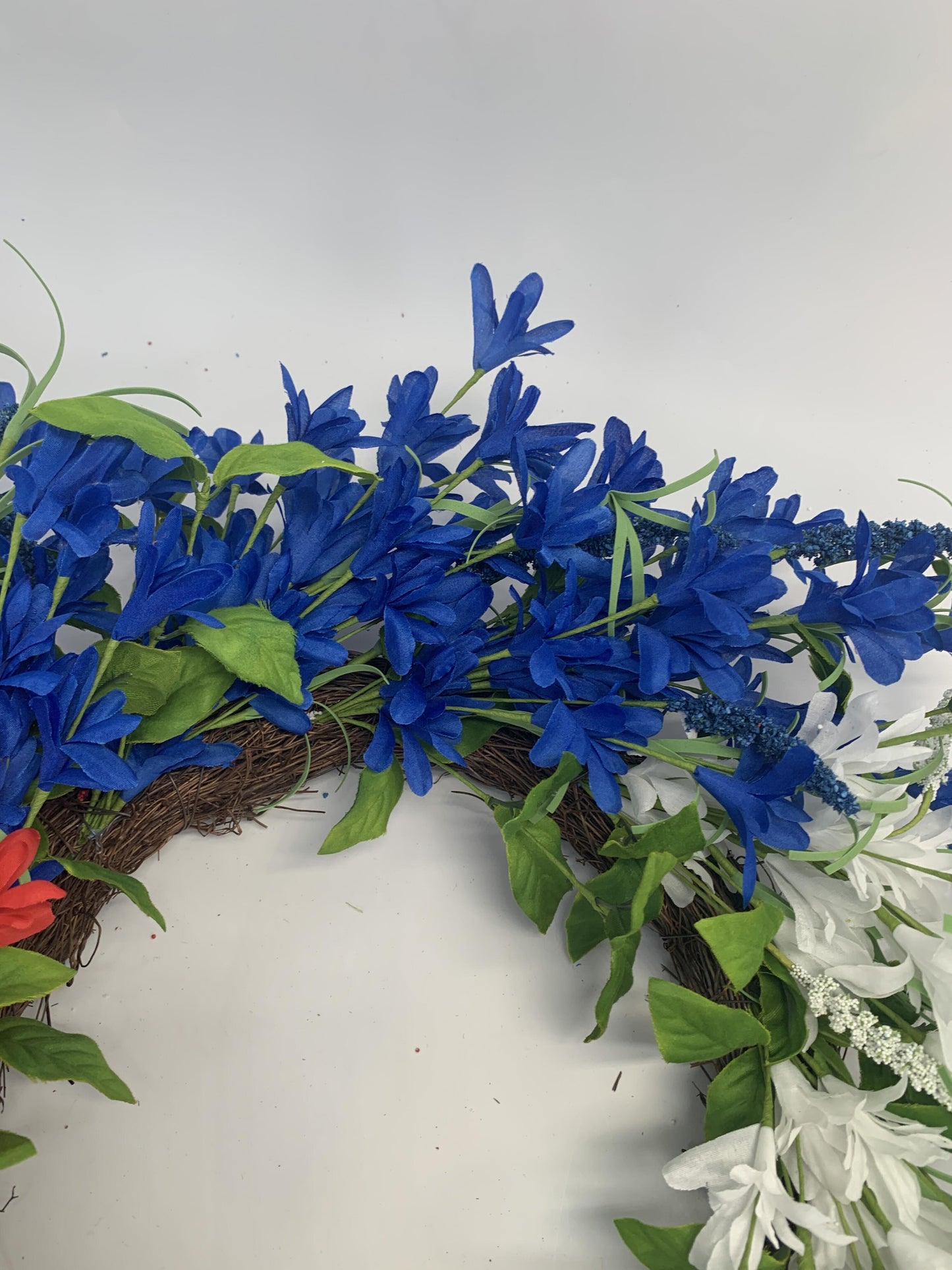 18" Artificial Patriotic Red, White, and Blue Lily & Summer Wreath