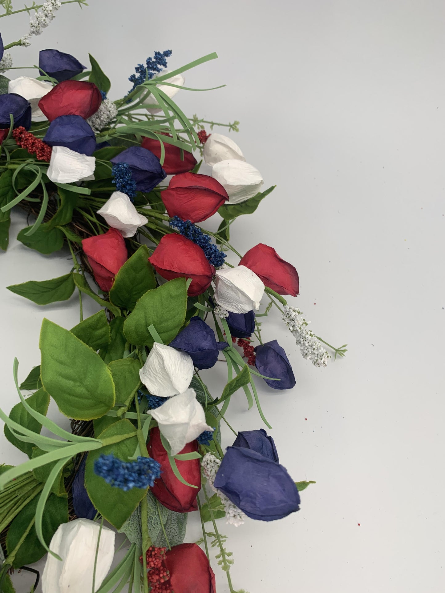18" Artificial Patriotic Red, White, and Blue Tulip Wreath