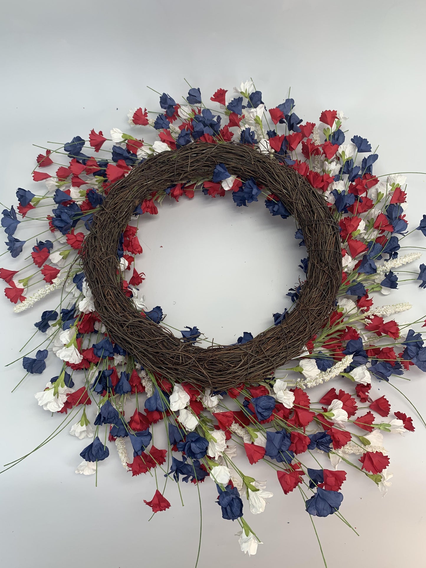 18" Artificial Patriotic Red, White, and Blue Carnation Wreath