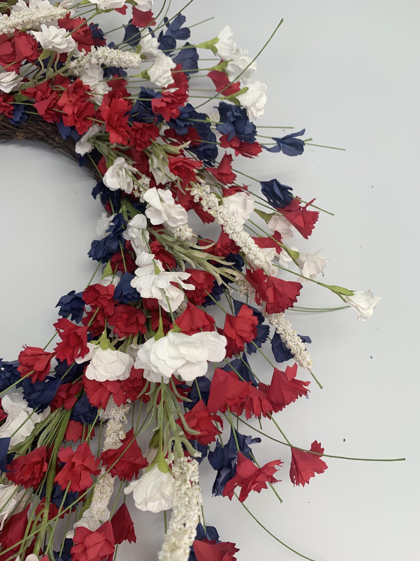 18" Artificial Patriotic Red, White, and Blue Carnation Wreath
