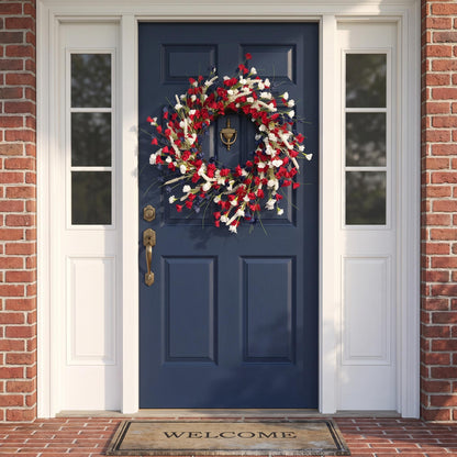 18" Artificial Patriotic Red, White, and Blue Carnation Wreath