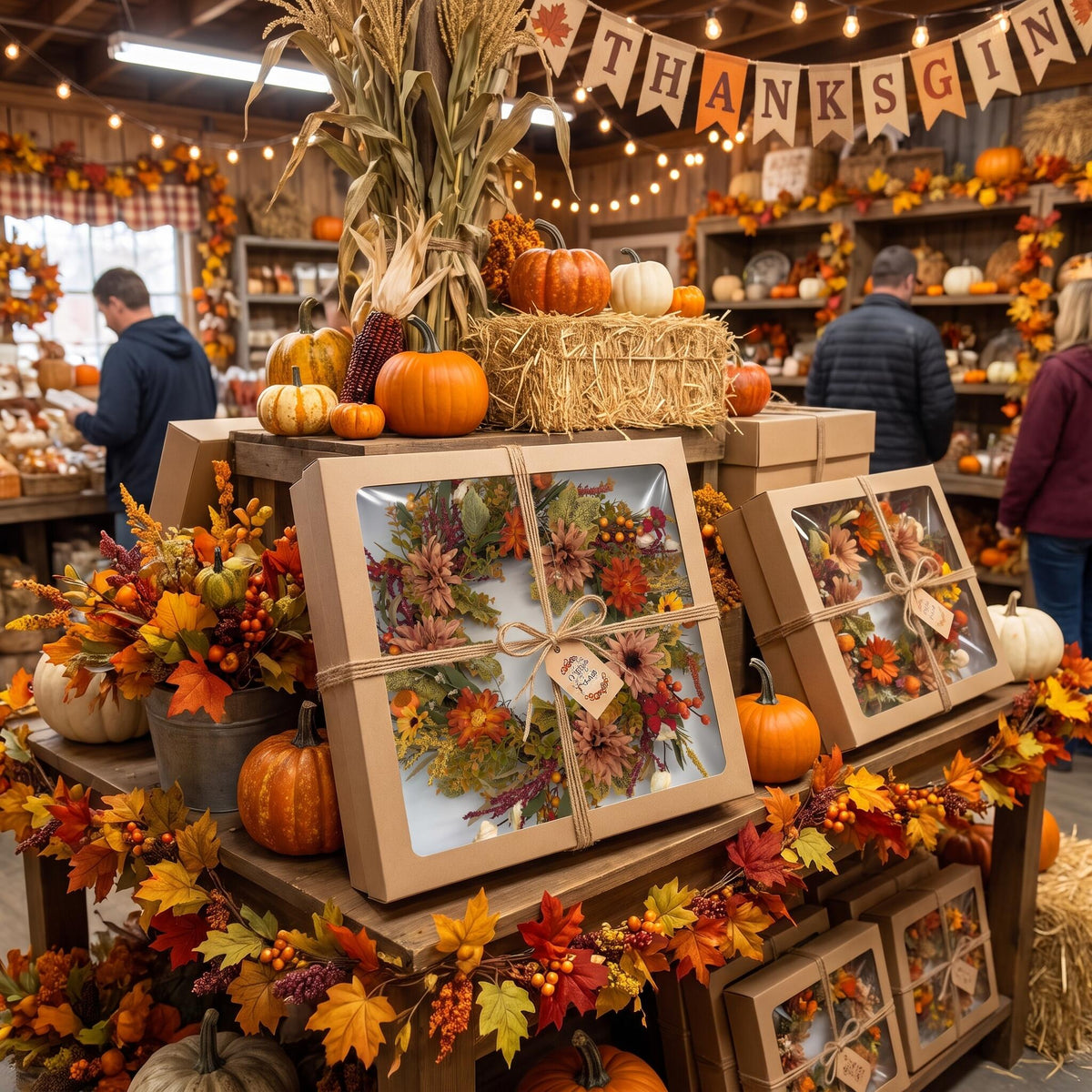 18" Artificial Autumn Wildflower & Pumpkin Harvest Wreath