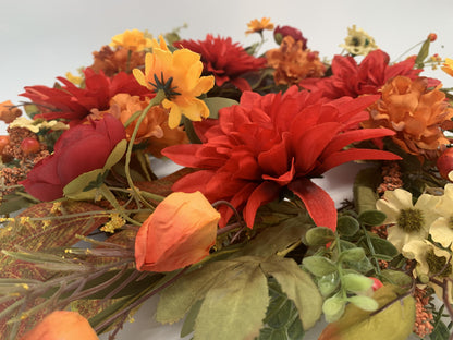 18" Artificial Autumn Dahlia & Wildflower Harvest Wreath