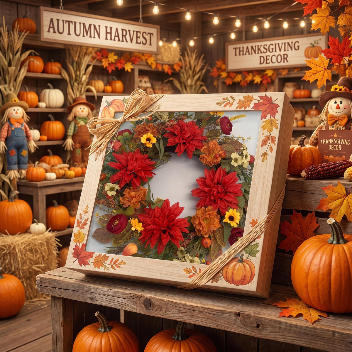 18" Artificial Autumn Dahlia & Wildflower Harvest Wreath