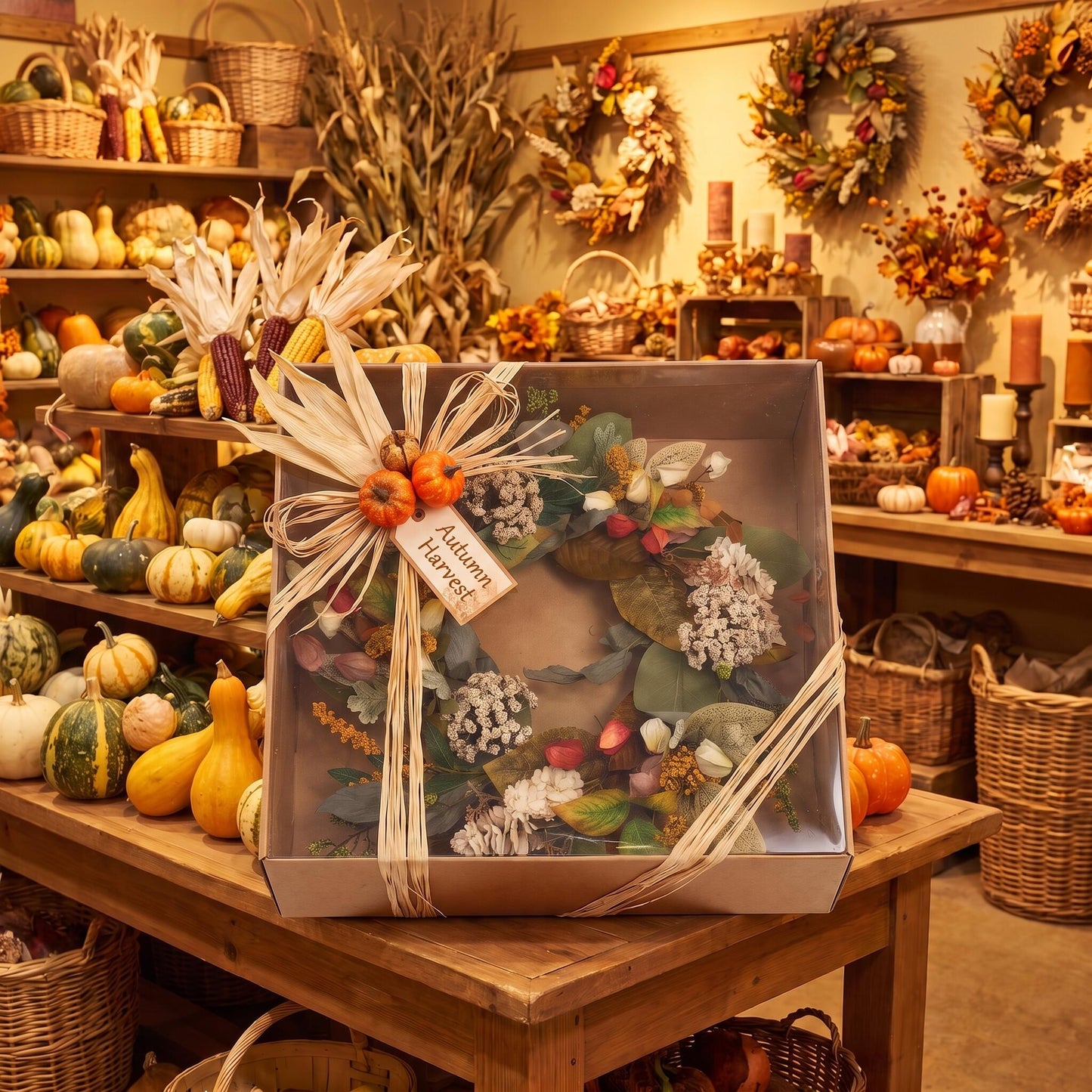 18" Artificial Harvest Floral & Foliage Wreath