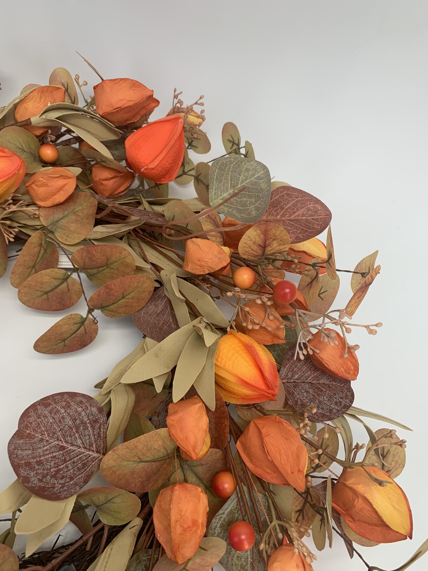 18" Artificial Harvest Lantern Berry & Eucalyptus Wreath