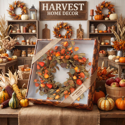 18" Artificial Harvest Lantern Berry & Eucalyptus Wreath