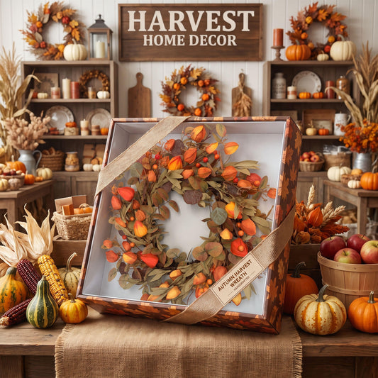 18" Artificial Harvest Lantern Berry & Eucalyptus Wreath