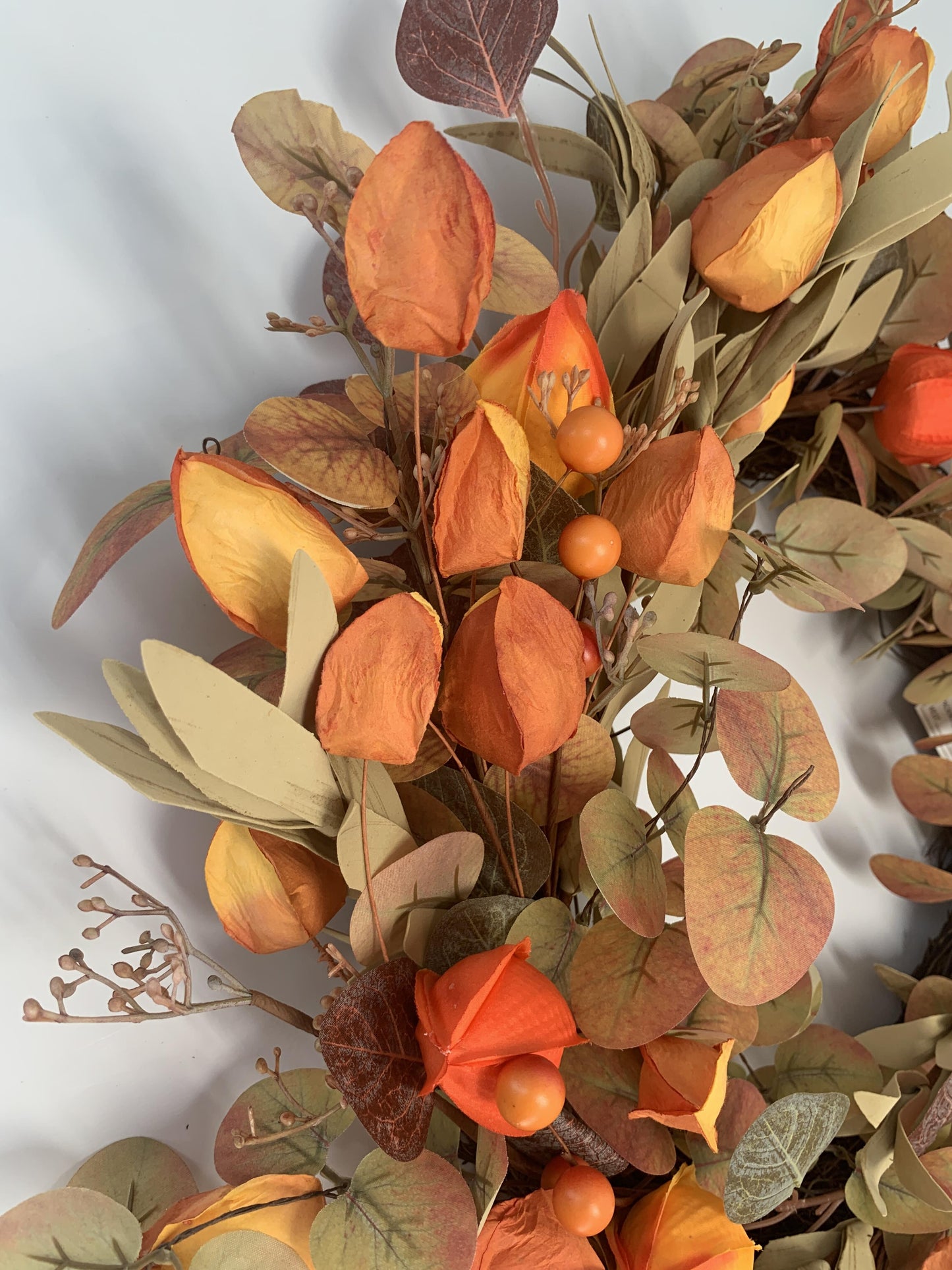 18" Artificial Harvest Lantern Berry & Eucalyptus Wreath