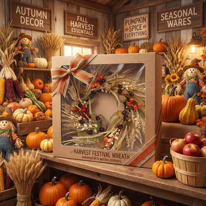 18" Artificial Autumn Acorn, Wheat & Berry Harvest Wreath