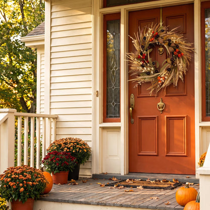 18" Artificial Autumn Acorn, Wheat & Berry Harvest Wreath